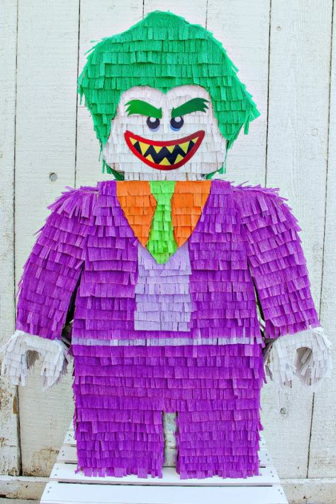 Help Batman defeat The Joker with this DIY Pinata inspired by the new LEGO Batman movie. Joker Birthday Party Ideas, Lego Batman Minifigures, Batman Pinata, Joker Birthday, Joker Party, Lego Pinata, Lego Batman Birthday, Lego Joker, Homemade Pinata