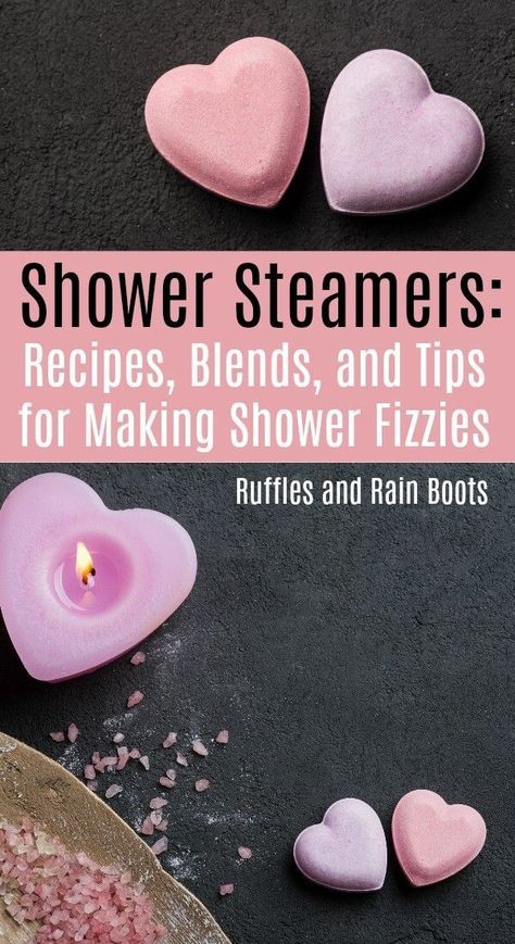 Get the best recipes, blends, and tips for making shower steamers versus bath bombs. They aren't the same. #showersteamers #showerfizzy #bathbombs #diybeauty #diybath #diygifts #spaset #diybathbombs #rufflesnadrainboots via @momtoelise Shower Steamers Diy, Shower Fizzies, Bath Boms, Săpunuri Handmade, Pantry Organisation, Bombe Recipe, Steamer Recipes, Wine Bottle Diy Crafts, Wine Bottle Diy