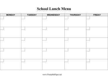 Cafeteria supervisors, parents, and others can use this blank lunch menu template to record weekday lunches for an entire month. It is undated for maximum flexibility. Free to download and print School Lunch Menu Template, Lunch Menu Template, Daycare Schedule, School Lunch Menu, Lunch Planner, Weekday Lunches, Menu Calendar, School Menu, Weekly Menu Template