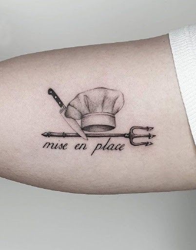 Koch Tattoo, Baking Tattoo, Cooking Tattoo, Culinary Tattoos, Dutch Tattoo, Chef Tattoo, Pastry Chocolate, Food Tattoos, Knife Tattoo