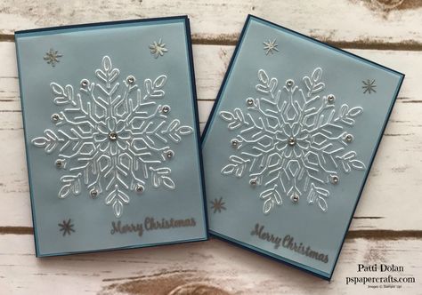 Diy Christmas Snowflakes, Stampin Up Weihnachten, Christmas Cards 2018, Snowflake Sticker, Handmade Christmas Cards, Vellum Cards, Elegant Snowflake, Snowflake Cards, Stampin Up Christmas Cards