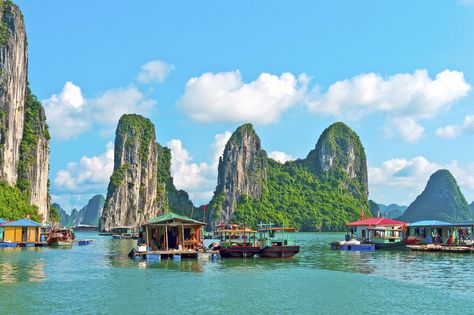 The calm blue-green waters of Vietnam’s Ha Long Bay. | 17 Of The Most Beautiful Travel Destinations Of 2014 Mekong River, Vietnam Voyage, Cobbled Streets, Sa Pa, Ha Long Bay, Senior Trip, Ha Long, Ancient Buildings, Halong Bay