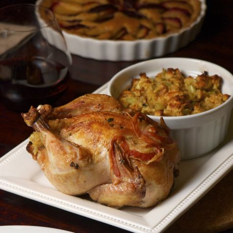 Cornish Game Hens with Cornbread Stuffing | scarpetta dolcetto Hen Recipes, Game Hen Recipes, Cornish Game Hen Recipes, Cornish Game Hens, Cornish Hen Recipe, Game Hens, Bread Stuffing, Cornish Hen, Cornish Game Hen