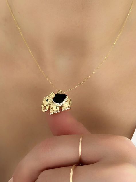 Elephant Necklace Gold, Gold Necklace Dainty, Schmuck Gold, Gold Elephant, 14k Yellow Gold Necklace, Elephant Necklace, Yellow Gold Necklace, For Good Luck, Gift Product