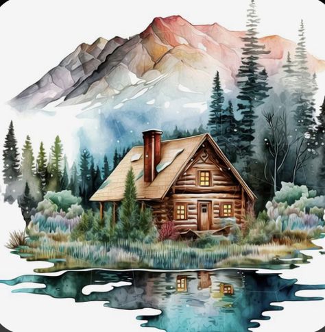 Beautiful Watercolor Paintings Nature, Unique Watercolor Paintings Ideas, Watercolor Landscape Paintings Nature Beautiful, Unique Watercolor Paintings, Paints And Brushes, Watercolor House Painting, Watercolor Paintings Nature, Illustration Noel, Landscape Art Painting