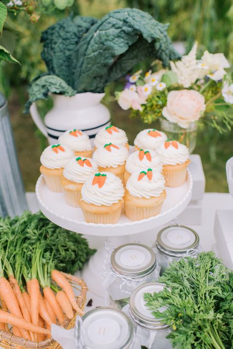 A Peter Rabbit 1st Birthday Party for Blake! - Monika Hibbs Easter Event Ideas, Garden Baby Shower Ideas, Rabbit Cupcakes, Rabbit Theme Party, Easter Themed Birthday Party, Peter Rabbit 1st Birthday, Peter Rabbit Theme Party, Easter Birthday Party, Monika Hibbs