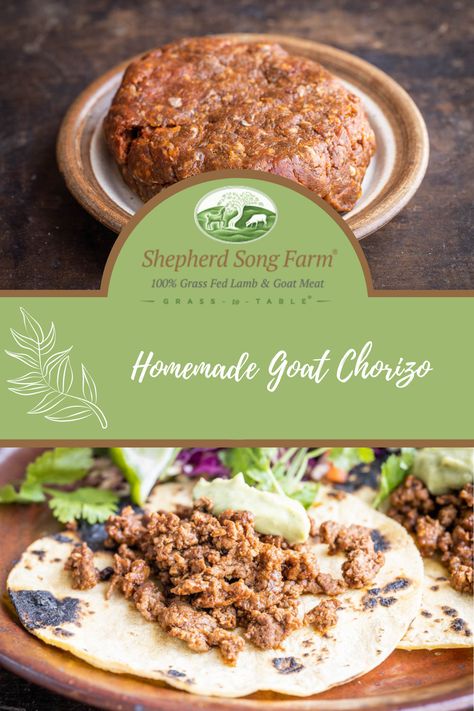 Cooked chorizo is on top of a charred tortilla next to a cilantro salad with a slice of lime. Goat Recipes, Goat Meat, Chorizo Sausage, Ground Lamb, Fresh Meat, Lamb Recipes, Ground Meat, World Recipes, African Food