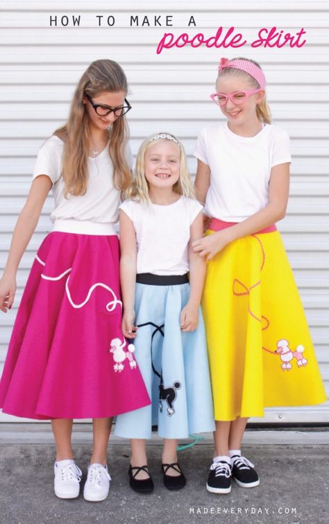 How to make a POODLE SKIRT – MADE EVERYDAY Poddle Skirt, Kids Poodle Skirt, Poodle Skirt Pattern, Girls Poodle Skirt, Poodle Skirt Costume, Unicorn Skirt, Circle Skirt Pattern, Mouse A Cookie, Skirt Pattern Free