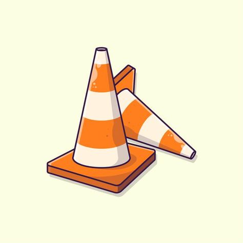 Vector Style Illustration, Traffic Cone Drawing, Traffic Drawing, Construction Graphic Design, Street Doodle, Traffic Cone Art, Street Cone, Traffic Illustration, Construction Aesthetic