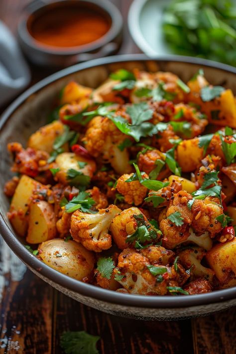 Aloo Gobi Recipe (Potato Cauliflower Dry Curry) - Tasty Cooking Aroma Aloo Gobi Recipe, Gobi Recipe, Gobi Recipes, Fakeaway Recipes, Cauliflower Potatoes, Indian Meal, Aloo Gobi, Vegetarian Dish, Instagram 2023