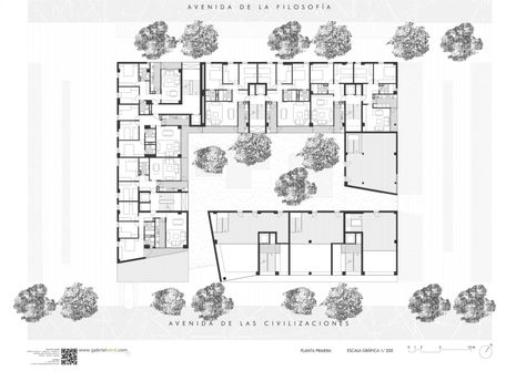 46 Social Houses / Gabriel Verd Courtyard Apartments, Residential Building Plan, Social Housing Architecture, Co Housing, Urban Housing, Hotel Plan, Building Plans House, Student House, Apartment Plans