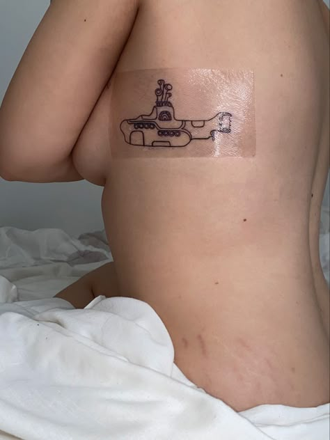 Yellow Submarine Tattoo Beatles, 60s Tattoo Ideas, The Beatles Tattoo Ideas, 70s Inspired Tattoos, 60s Tattoo, Beatles Inspired Tattoos, 70s Tattoo Ideas, 70s Tattoo, Body Distortion