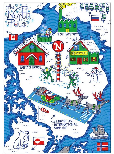 Andy Robert Davies — How do you do agency North Pole Map, Santa North Pole, Village Map, Pizza Express, Santa's House, Club Magazine, Santa's Village, Going Postal, Elementary Library