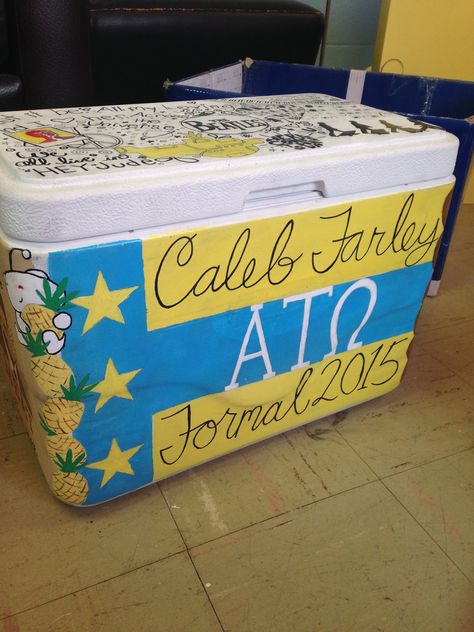 ATO formal fraternity cooler. Alpha tau omega flag Ato Formal Cooler, Ato Cooler, Nola Formal, Nola Cooler, Formal Coolers, Fraternity Cooler, Holiday Card Display, Formal Cooler Ideas, Fraternity Formal