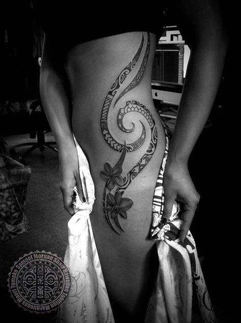 Polynesian Tattoo for women by Samuel Morgan Shaw Tato Maori, Tato Suku, Polynesian Tattoos Women, Tattoo Artists Near Me, Bauch Tattoos, Maori Tattoos, Polynesian Tattoos, Polynesian Tattoo Designs, Famous Tattoos