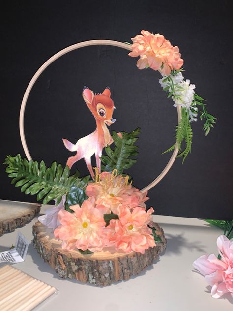 Diy Bambi Decor, Bambi Baby Shower Ideas Centerpieces, Bambi Theme Party 1st Birthdays, Bambi Themed Baby Shower Ideas, Bambi First Birthday Theme, Bambi Centerpieces, Bambi Baby Shower Theme Girl, Bambi Centerpiece Ideas, Bambi Birthday Party Decoration Girl