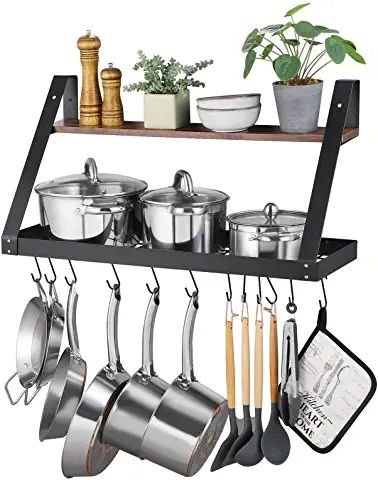 Pots And Pans Hanging Rack, Pan Rack Hanging, Kitchen Organization For Small Spaces, Pot And Pan Organizer, Pan Hanger, Kitchen Window Decor, Pan Organizer, Kitchen Pots, Pot And Pans Organization