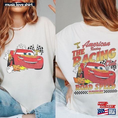 Lightning Mcqueen Aesthetic, Mcqueen Aesthetic, Mcqueen Cars, Cars Land, Car Shirts, Retro Car, Shirt Aesthetic, Lightning Mcqueen, Disney Cars