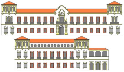 South and East Façade Homes Drawing, Architectural Concepts, Parisian House, Urban Design Plan, Architectural Sketches, New Spain, Spanish Style Homes, Ideas Minecraft, Fantasy House