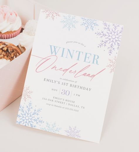 Winter Onederland Invitation Template, Snowflake Glitter Girl 1st Birthday Invite, December Christmas Birthday, DIGITAL DOWNLOAD Winter Onederland Birthday Invitations, Winter Onederland Invitations, Winter Onederland Birthday Party, Onederland Birthday Party, Winter Onederland Birthday, 1st Birthday Invitation, Birthday Party Invitation Templates, Winter Onederland, Winter Birthday