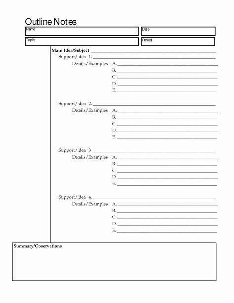 Notes Outline Template Notetaking Template, Cornell Note Taking Template, Cornell Notes Template Word, Outline Notes, Note Taking Template, Note Taking Strategies, Cornell Notes Template, Outline Format, Outline Template