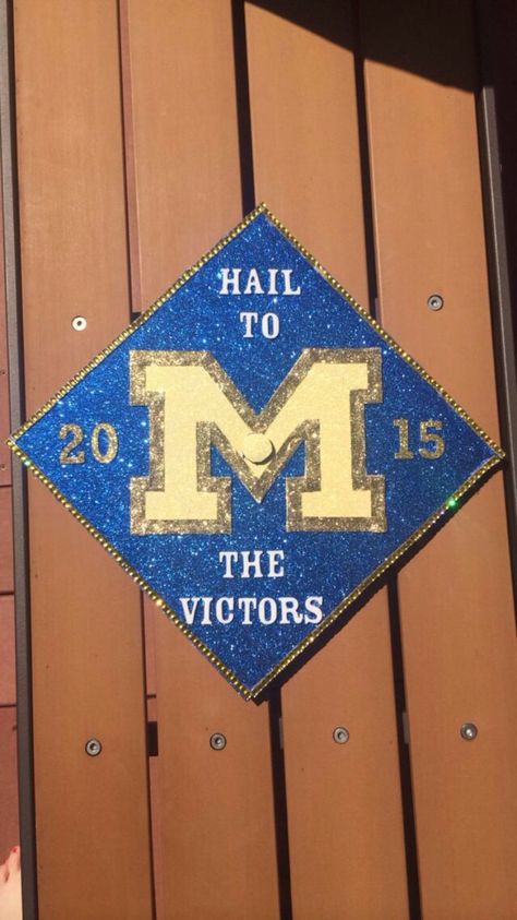 One of our favorite GradCap snaps! Thanks @amandabrown123! Michigan Grad Cap, Umich Grad Cap, College Pic, Cap Inspiration, Grad Cap Decorated, Graduation Cap Decoration Diy, High School Graduation Cap, Grad Cap Designs, Maize And Blue