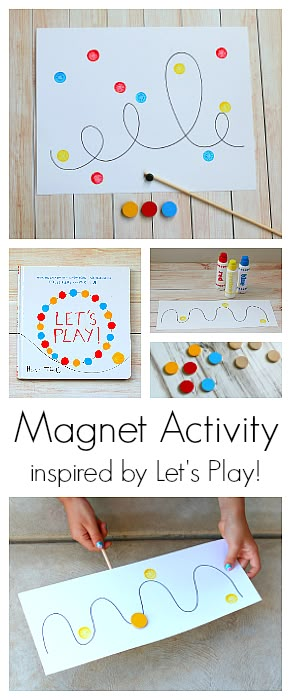 Magnet Activity for Kids inspired by the popular children's book, Let's Play, by Herve Tullet! Kids can explore the science of magnetism while creating art and working on fine motor skills! Perfect for kindergarten and preschool! ~ BuggyandBuddy.com Magnet Maze, Magnet Activities, Herve Tullet, Popular Childrens Books, Kindergarten Science, Preschool Science, E Mc2, Fine Motor Activities, Motor Activities