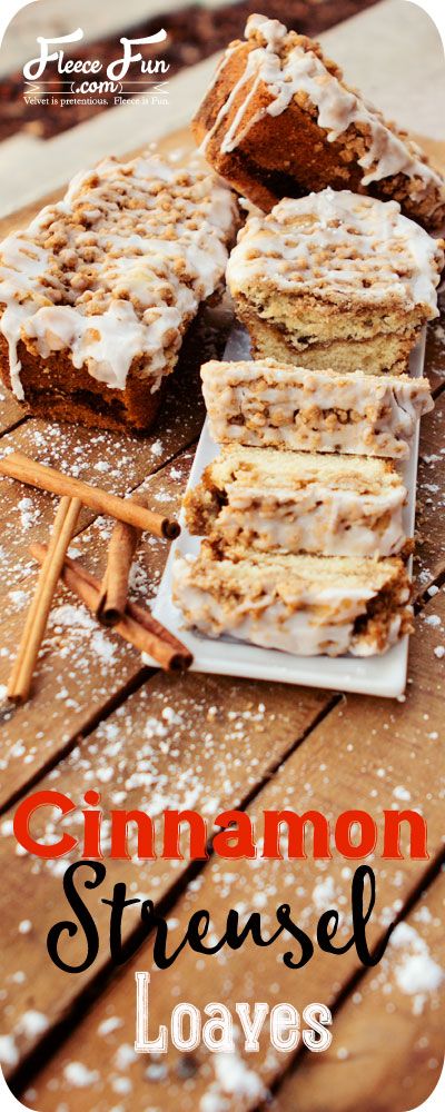 Cinnamon Streusal Loaves recipe.  It was the perfect combination of buttery cinnamon that you would expect from a cinnamon streusel recipe.  A perfect DIY homemade treat to enjoy this holiday season! Unique Thanksgiving Desserts, Mini Breads, Streusel Recipe, Scallop Potatoes, Mini Bread Loaves, Mini Loaf Cakes, Cinnamon Streusel Coffee Cake, Dessert Breads, Mini Loaves