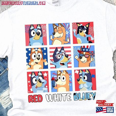 Red White Bluey Shirt 4Th Of July Fourth Unisex T-Shirt Check more at https://anniversarytrending.com/product/red-white-bluey-shirt-4th-of-july-fourth-unisex-t-shirt/ Red White And Bluey Birthday, Bluey Shirt, July Fourth, July Birthday, Kids Corner, July 4th, Fourth Of July, 4th Of July, Unisex T Shirt