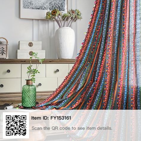 Country Style Living Room, Geometric Light, Living Room Window, Curtain For Living Room, Thick Curtains, Living Room Drapes, Geometric Lighting, Tassel Curtains, Elegant Curtains