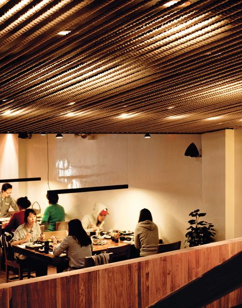 concepts-new-york-queens-flushings-minnis-shabu-shabu Rope Ceiling, Wall Divider, Rope Wall, Roof Ceiling, Number Four, Ceiling Treatments, Studio Kitchen, Divider Wall, Village House Design