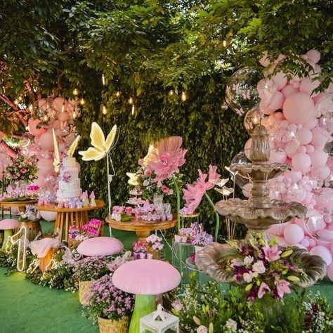 Enchanted Garden Party, Enchanted Forest Quinceanera Theme, Fairy Theme Birthday Party, Fairytale Baby Shower, Butterfly Garden Party, Forest Birthday Party, Fairy Garden Birthday Party, Forest Birthday, Forest Party