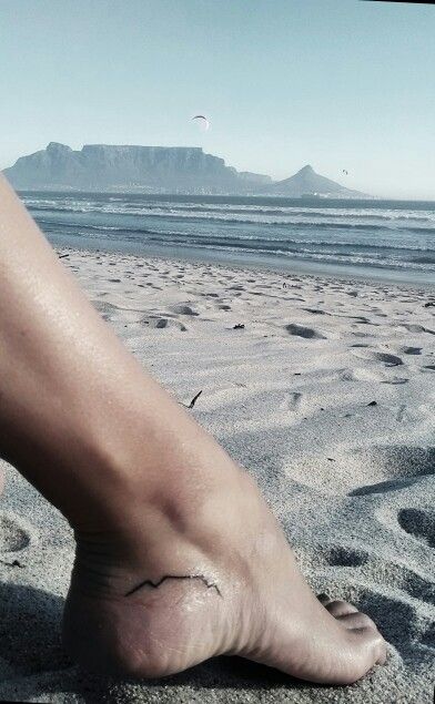 Table Mountain Tattoo for Cape Town LOVERS South Africa Tattoos For Women, Protea Tattoo Small, Table Mountain Tattoo, London Skyline Tattoo, Protea Tattoo, Body Journal, Moutain Tattoos, Africa Tattoos, Island Tattoo