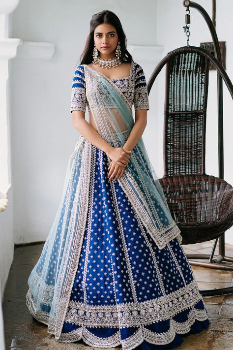 Orang India, Lehenga Design, Sangeet Outfit, Indian Lehenga Choli, Indian Outfits Lehenga, Anushree Reddy, Gaun Fashion, Blue Lehenga, Indian Party Wear