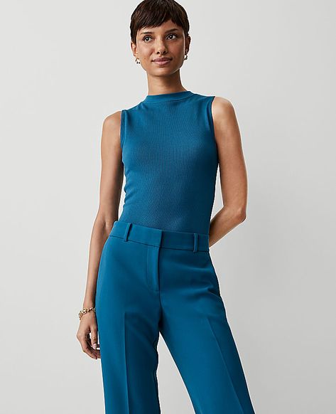 Styled seamlessly for a sleek, body-hugging fit – and endlessly versatile worn alone or layered – our modern seamless collection is an irresistible must-have. Mock neck. Sleeveless.,Hit:Hits at hip,Imported:Imported,Fit:Soft & stretchy fit,Length:23" long,Fabrication:93% Nylon, 7% Spandex,Garment Care:Machine Washable Seamless Mock Neck Tank Top by Ann Taylor Size regular - XL/ XXL Underwater Teal Women's Mockneck, Sleeveless, Knits, Tops, 93%, Nylon, 7%, Spandex, Machine, Washable Slim Fit Top Outfit, Soft Dramatic Athleisure, Fitted Top Outfit, Flamboyant Gamine, Mock Neck Tank Top, Gamine Style, Elevated Casual, Mock Neck Tank, Sleeveless Shirts