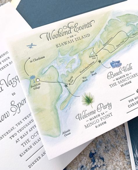 Watercolor Invites, Watercolor Wedding Map, Custom Wedding Map, Country Wedding Cakes, Key West Wedding, Lowcountry Wedding, Invitation Suites, Kiawah Island, West Wedding