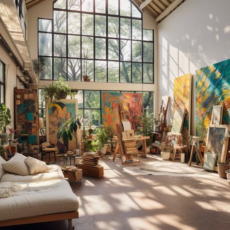 Dream Art Room, Art Studio Space, Art Studio Room, Art Studio Design, Art Studio At Home, Dream Studio, Art Light, Studio Room, Painting Studio