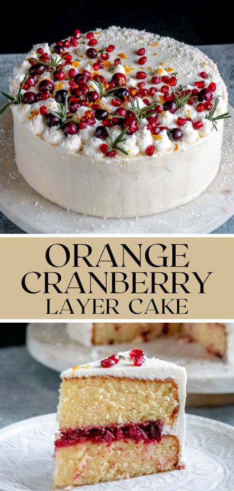 Cranberry Orange Cake With Cream Cheese Frosting, Rosemary Cake Recipes, Cranberry Orange Tart, Cranberry Tart Recipes, Cranberry Thanksgiving Desserts, Cranberry Dessert Recipe, Cranberry Dessert Recipes, Orange Christmas Cake, Pomegranate Desserts