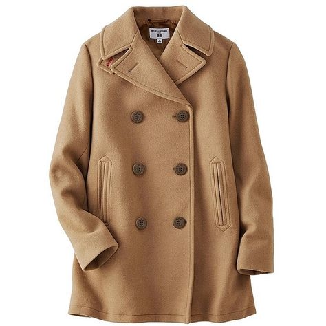 UNIQLO Ines Wool Blend Pea Coat ($115) ❤ liked on Polyvore featuring outerwear, coats, jackets, pea jacket, wool blend peacoat, uniqlo peacoat, uniqlo coats and peacoat coat Beige Peacoat, Brown Peacoat, Winter Coat Outfits, 2016 Fall, Pea Coats Women, Beige Coat, Uniqlo Women, Design Board, Collared Coat