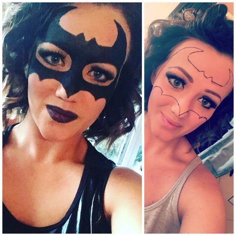 Batman Makeup for girls #batgirl #makeuptutorial Batgirl Makeup, Batman Makeup, Batman Costume Diy, Batman Costume For Kids, Diy Batman, Makeup For Girls, Unique Halloween Makeup, Halloween Makeup For Kids, Batman Halloween