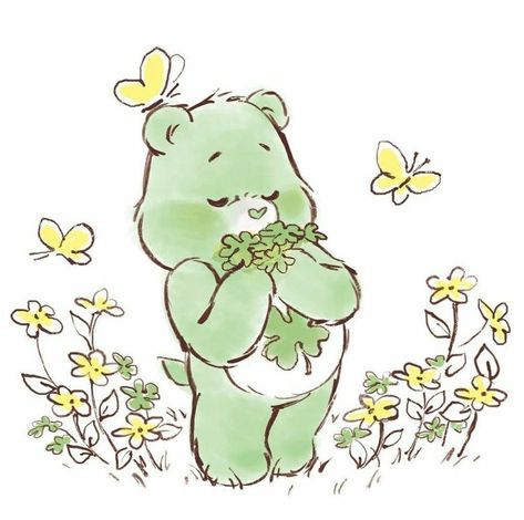 Bear Drawing Cute, Bear Cute, New Flowers, Bear Drawing, Care Bear, Care Bears, Vintage Cartoon, Cartoon Wallpaper, Cartoon Art