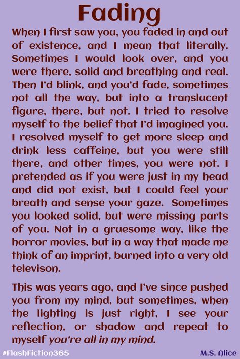 Flash Fiction #020 "Fading" A story every day for a year! #ShortStory Flash Fiction Examples, Flash Fiction Stories, Niall Horan Imagines, Call Of Duty Infinite, Fiction Story, Flash Fiction, Short Fiction, 100 Words, Niall Horan