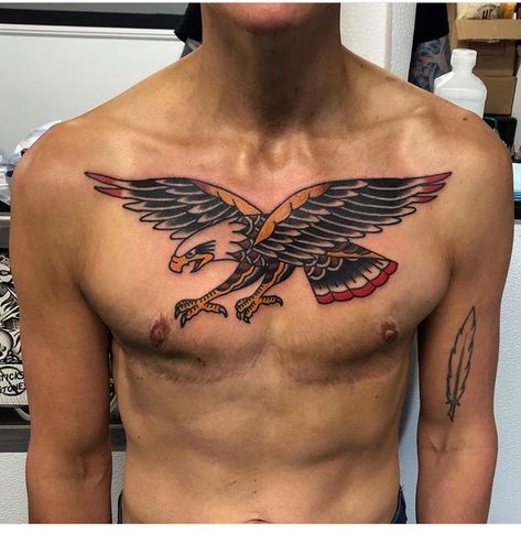 Eagle Chest Tattoo Men, Chest Tattoo Birds, Michelangelo Tattoo, Tattoo Peito, Traditional Chest Tattoo, Eagle Chest Tattoo, Traditional Chest, Chest Tattoo Ideas, Plane Tattoo