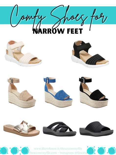 Comfortable shoes for NARROW FEET. Currently $10 off $49, $20 off $99, or $60 off $199. I bundled up a purchase with my cousin to get the $60 off. WORTH IT. Use code SHOPSPRING. I have THE hardest time finding comfy shoes that fit. Sure, some of these look a little “granny” or “orthotic” but I assure you, they are the most comfortable sandals I’ve put on. I trust I can walk all around the Destin harbor and have no rubbing or sore feet- and that’s worth it to me. I tried all of these on today Shoes For Narrow Feet Fit, Summer Closed-toe Sport Sandals With Arch Support, Summer Slip-on Footbed Sandals With Arch Support, Comfortable Non-slip Sandals For Beach Season, Summer Sandals With Arch Support, Medium Width, Ortholite Insole Slip-on Footbed Sandals For Vacation, Spring Wedges, Summer Shoes Sandals, Neutral Sandals