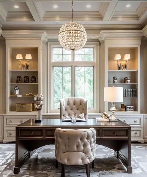 His And Hers Office, Practical Home Decor, Luxury Desk, Productive Work, Grey Interior Design, Home Office Ideas, Working Space, Home Office Space, Shabby Chic Homes