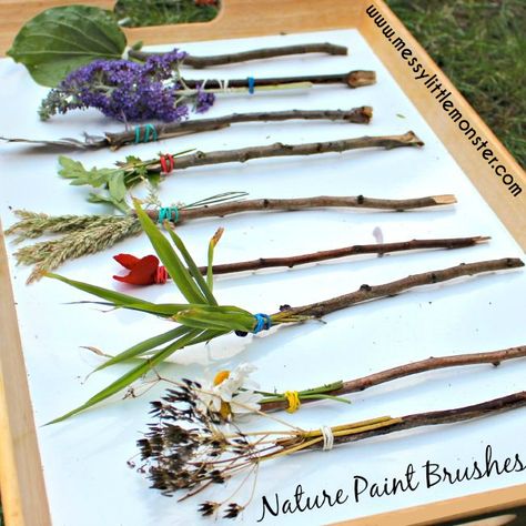 Nature Paint, Twig Crafts, Diy Nature, Art Activities For Toddlers, Fun Outdoor Activities, Spring Crafts For Kids, Summer Crafts For Kids, Group Art, Outdoor Activities For Kids