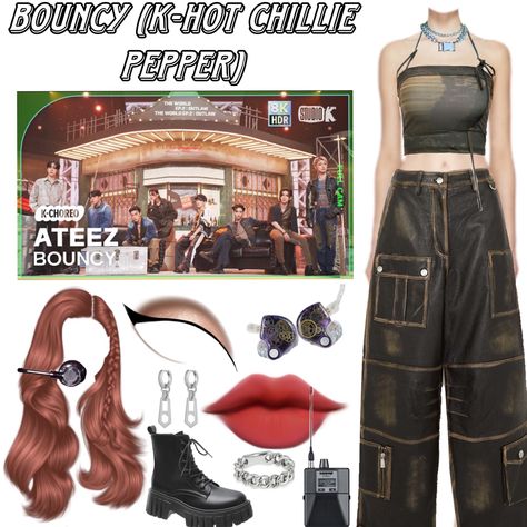 Wooyoung Inspired Outfits, Ateez Wonderland Outfits, Ateez Inspired Outfits, Ateez Outfits, Ateez Bouncy, Ateez Concert, Korean Outfits Kpop, Concert Ideas, 2000s Cartoons