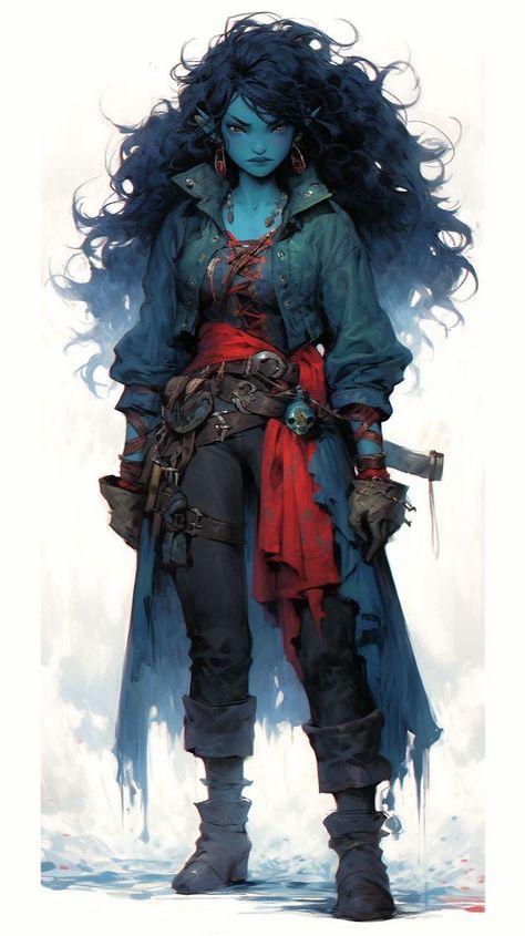 Water Genasi Female Pirate, Dnd Water Genasi Female, Sea Elf Female Dnd, Female Elf, 100k Followers, Female Character Concept, Dungeons And Dragons Characters, Dnd Art, Exploring The World