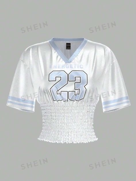 SHEIN ICON Women's Summer V-Neck Letter Print Short Sleeve Loose T-Shirt , Baseball Jerseys | SHEIN Shein Icon, Baseball Jerseys, Letter Print, Printed Shorts, Letter Prints, Summer Women, Baseball, V Neck, T Shirt