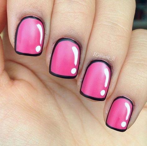 Comic Book Nail Art, Comic Nail Art, Comic Book Nails, Book Nail Art, Pop Art Nails, Finger Art, Striped Nails, Bright Nails, Nails For Kids